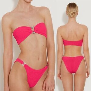 Hunza G Pink and Silver Bandeau Bikini Set